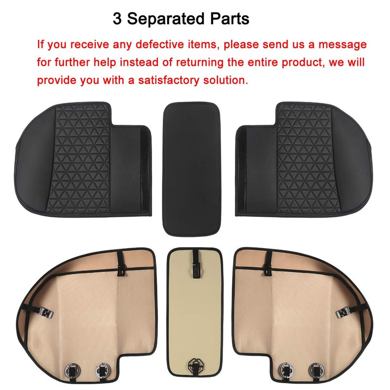 Black Panther Luxury PU Leather Rear Bench Car Seat Cover Adjustable Length (49-55'') Fits 90% Standard 5 Seats (Sedan SUV), for Seat Bottom Only, Triangle Quilting Design, Beige - Image 4